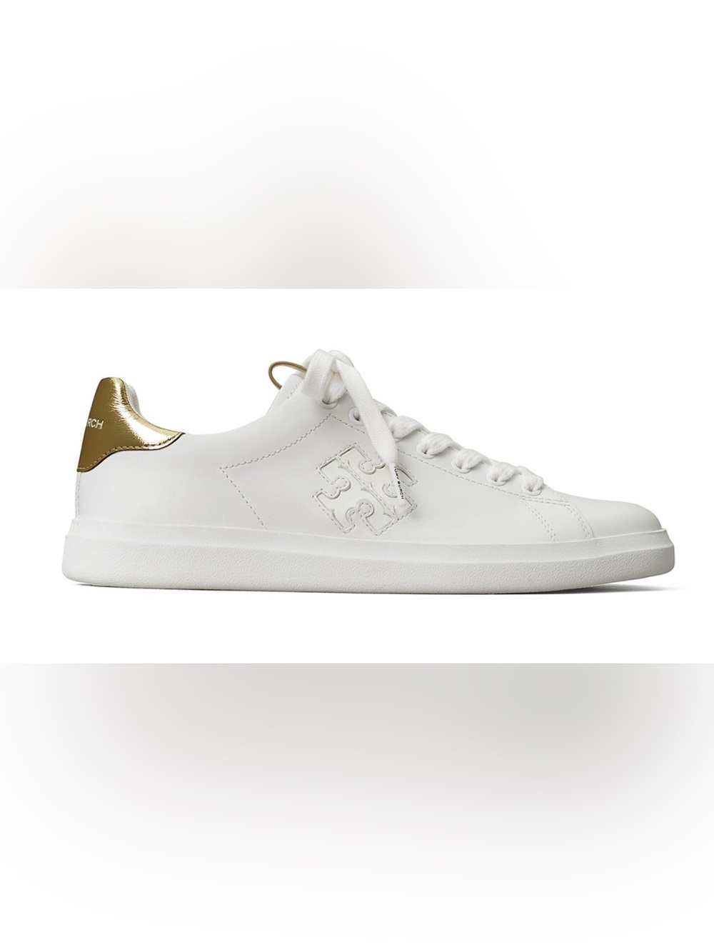 NIB Tory Burch Women's Double T Howell Lace Up Low Top Court Sneakers - Picture 2 of 5